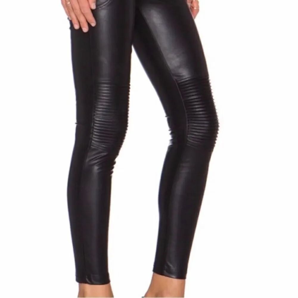 Line & Dot XS Black Faux Leather Moto Pants